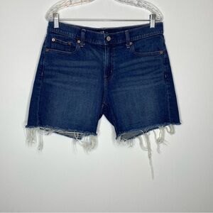 Gap Dark Indigo Denim Distressed Hem Shorts